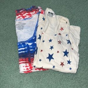 Two red white and blue tanks